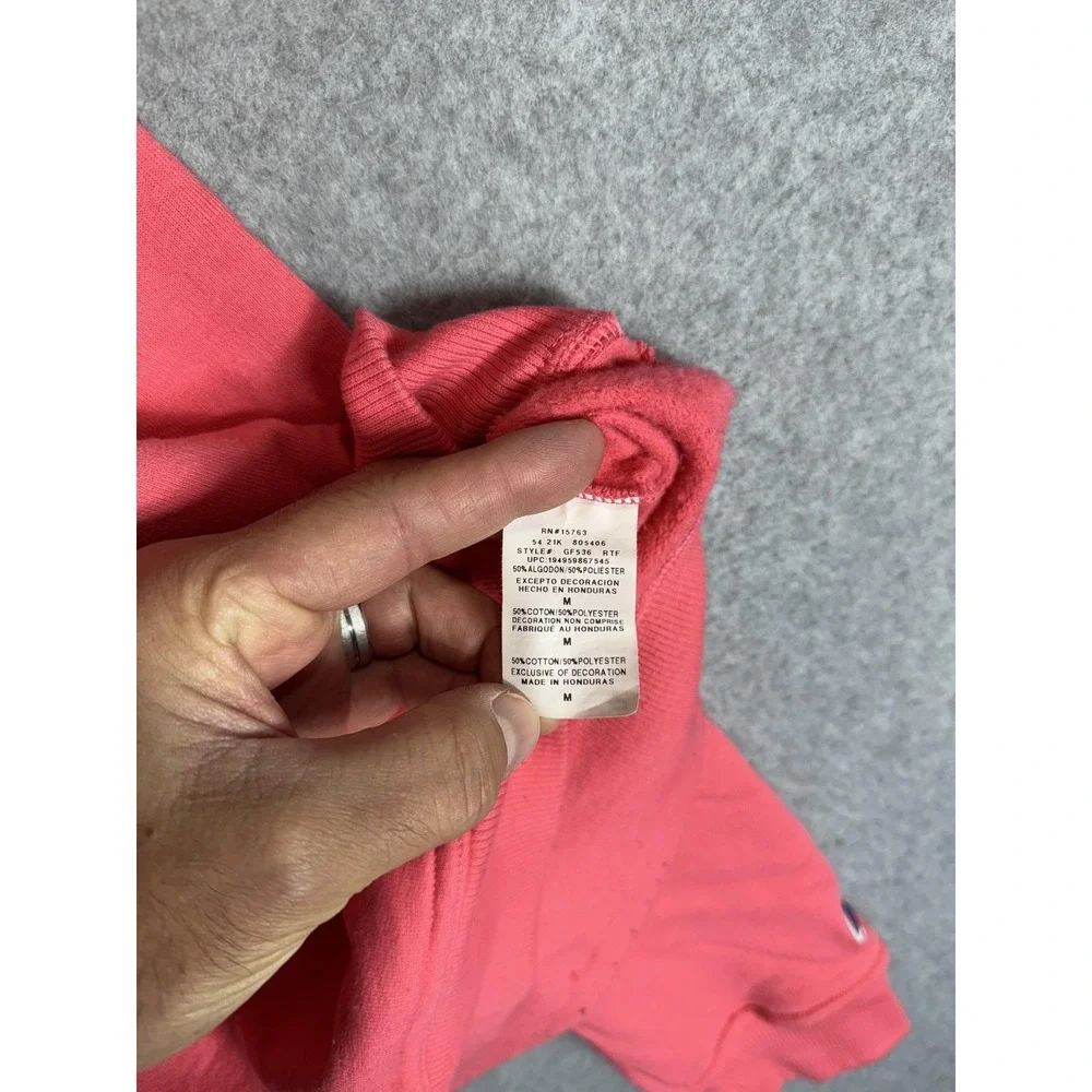 Champion Hoodie Mens Medium Pink Pullover Authentic Athleticwear Spell Out Logo